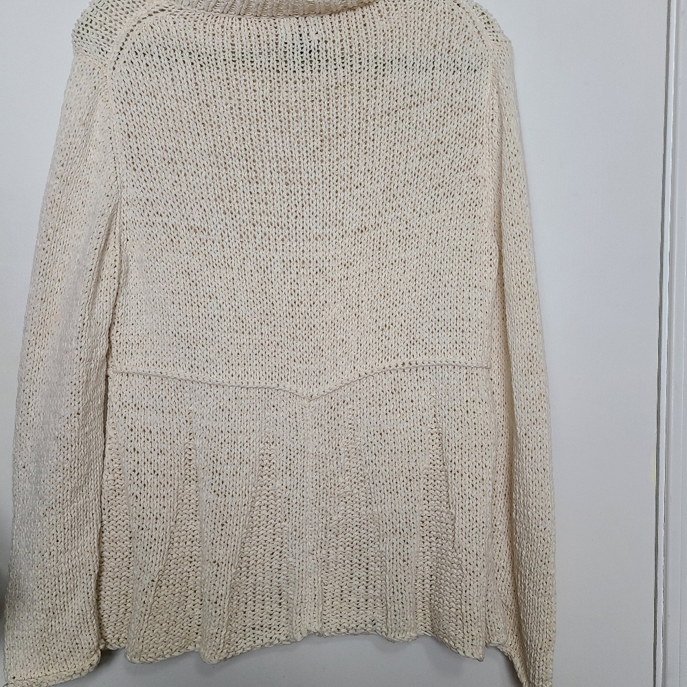 Pure Handknit Mock Turtle Sweater Warm Cotton - Picture 4 of 5